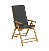 vidaXL Folding Patio Reclining Chairs 2 pcs with Cushions Bamboo
