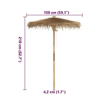 vidaXL Tiki Umbrella Natural Bamboo, Banana Leaf 59.1 in diameter