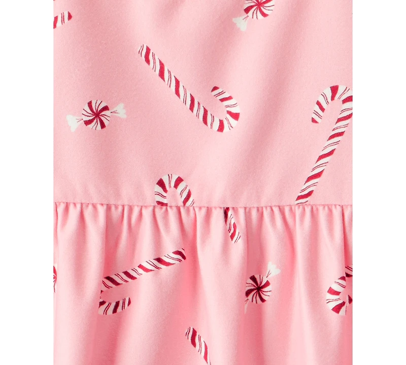 Carter's Girls 2T-14 2-Piece Candy Cane Print Long-Sleeve Night Gown Set