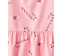 Carter's Girls 2T-14 2-Piece Candy Cane Print Long-Sleeve Night Gown Set