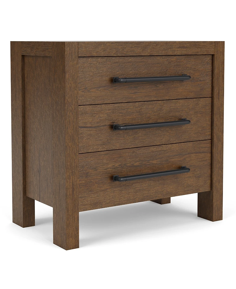 Davie Cracked Oak 3 Drawer Nightstand