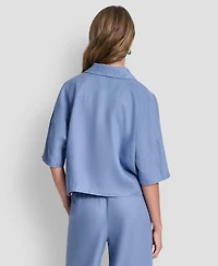 Dkny Women's Button-Front Dolman-Sleeve Linen Top