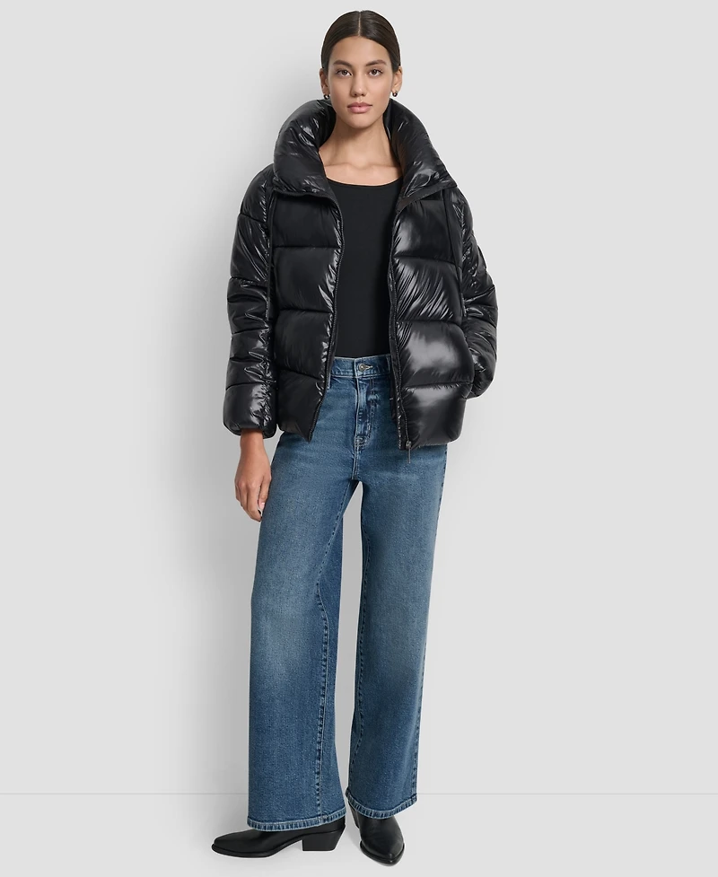Dkny Jeans Women's Long Sleeve Quilted Puffer Jacket