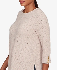 Ruby Rd. Petite Speckled Heather Rib Knit Top