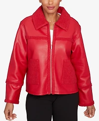 Ruby Rd. Petite Shearling Zip Front Jacket