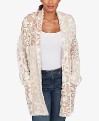 Ruby Rd. Petite Eyelash Scroll Jacquard Cardigan Sweater