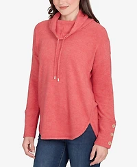 Ruby Rd. Petite Cowl Neck Cozy Hatchi Drawstring Top