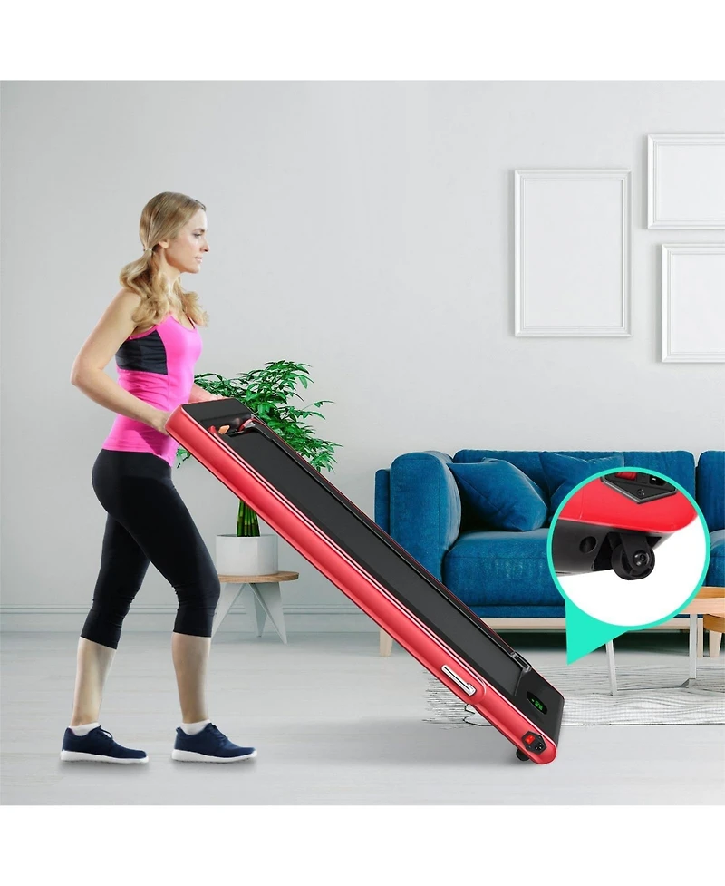 Hongge 2.25HP 2 in 1 Folding Treadmill with App Speaker Remote Control-Red