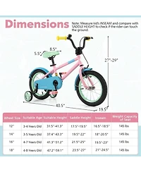 Kids Bike with Adjustable Handlebar and Saddle Pink-14 Inches