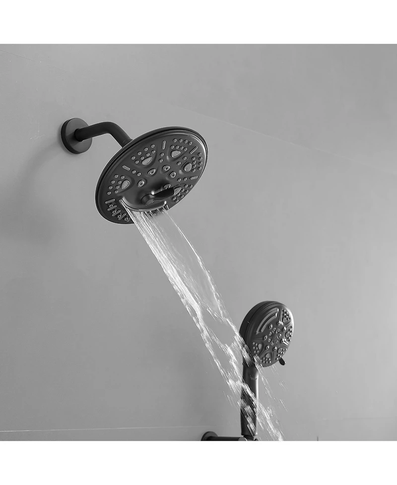 Single-Handle 1-Spray Round Rain Shower Faucet Set with Head & Hand Matte Black (Valve Included)