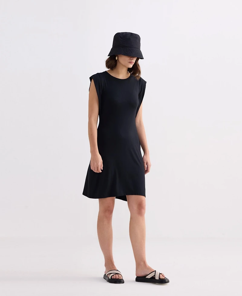 Reistor Women's Muscle Tee Short Dress in Black