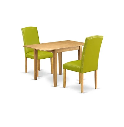 East West Furniture Dining Room Set Oak, NDEN3-oak-51