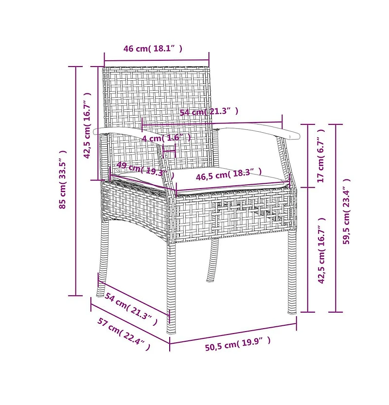 Garden Chair Set of 2 Beige and Brown Pe rattan Medium