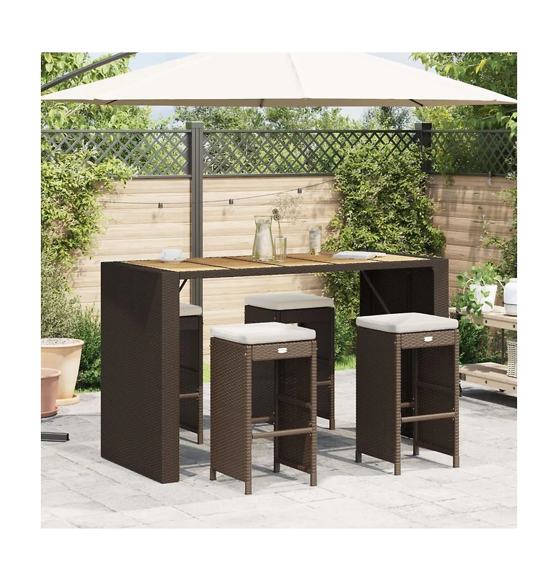 Garden Bar Stool Set of 4 Brown, Cream white