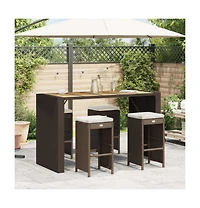 Garden Bar Stool Set of 4 Brown, Cream white