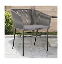 Garden Chair Gray Pe rattan, Powder-Coated Steel Medium