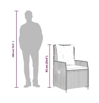 Reclining Garden Chair Grey Pe rattan, powder-coated steel Single