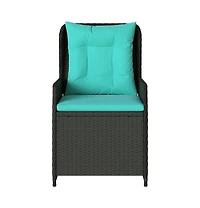 Reclining Patio Chair Black Pe rattan Medium Adjustable Feet