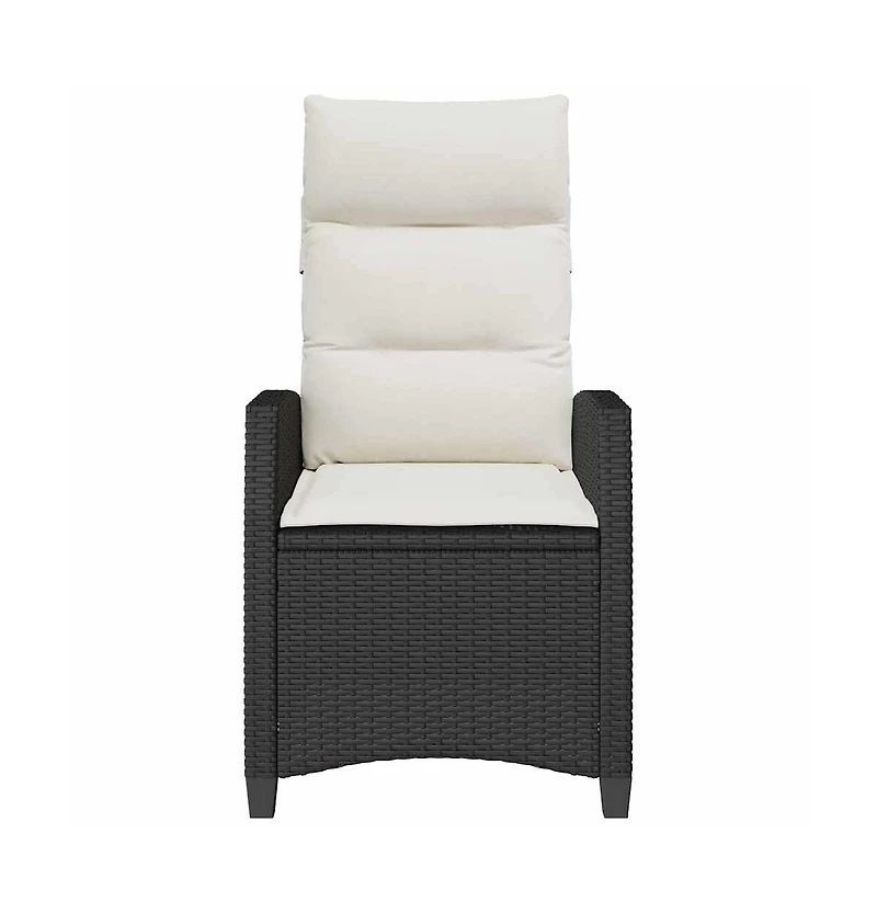 vidaXL Reclining Garden Chair Black Pe rattan Foldable