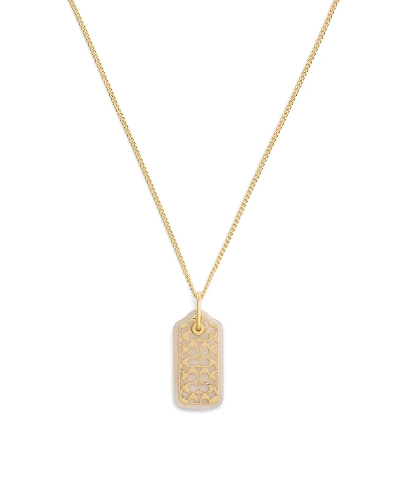 Coach Gold Plated Hangtag Pendant Necklace