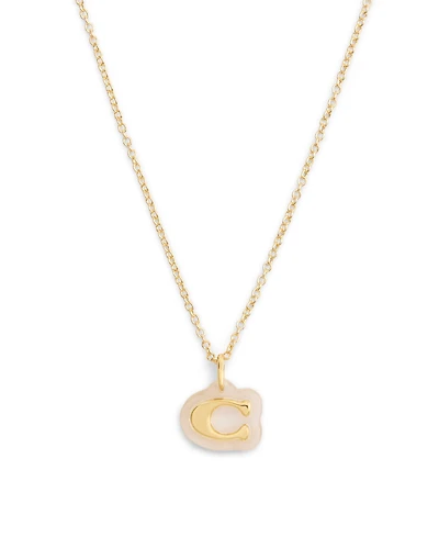 Coach Gold Plated Lucite Pendant Necklace