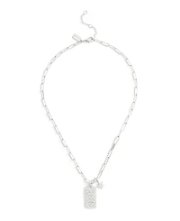 Coach Rhodium Plated Hangtag Pendant Necklace