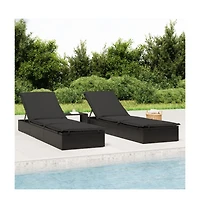 Sunbed Black Pe Rattan, Powder-Coated Steel, Polyester
