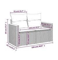 Garden Sofa Black Pe rattan, powder-coated steel, solid acacia wood