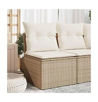 Garden Sofa Beige Poly Rattan Single Adjustable Feet