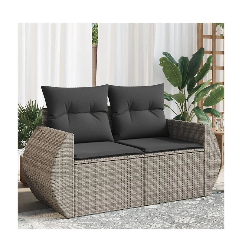 Garden Sofa Grey Pe rattan Large Adjustable Feet