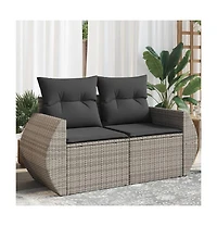 Garden Sofa Grey Pe rattan Large Adjustable Feet