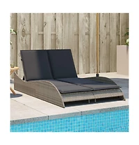 Patio Sun Lounger Gray Pe rattan Dual seat large outdoor lounger