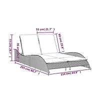 Sun Lounger with Cushions Black 44.9"x80.7"x28.7" Poly Rattan