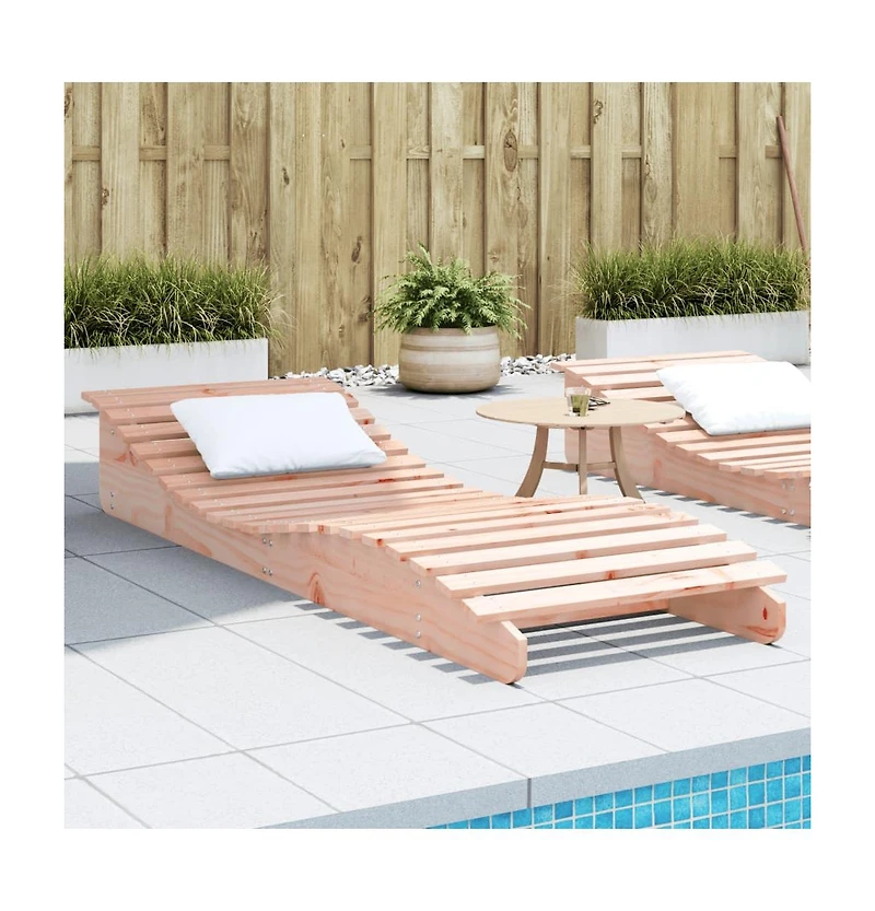 Sun Lounger Natural wood Solid Douglas wood 80.7 x 27.6 x 12.4 in
