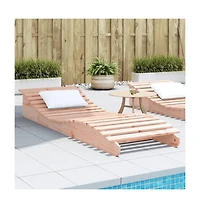 Sun Lounger Natural wood Solid Douglas wood 80.7 x 27.6 x 12.4 in
