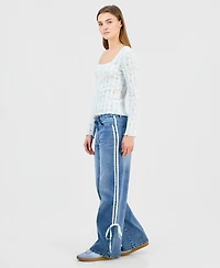 Madden Girl Juniors' Ultra 90s Mid-Rise Side-Stripe Jeans