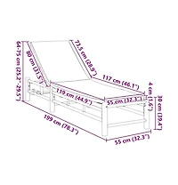 vidaXL Sun Lounger Bamboo, Dark Grey Bamboo, 100% polyester Large