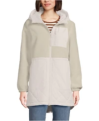 Lands' End Women's High Pile Fleece Quilted Mixed Media Parka