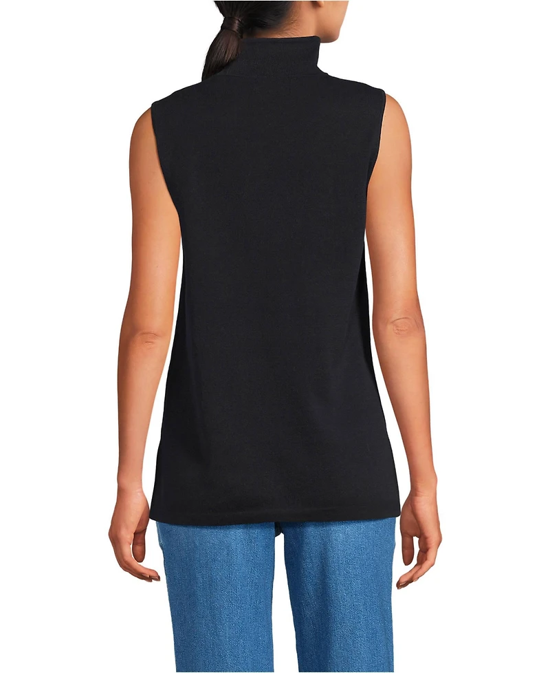 Lands' End Women's Fine Gauge Sleeveless Mock Sweater