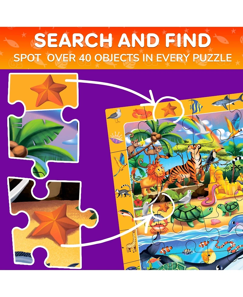 Quokka 2x3 Ft Giant Search and Find Above & Beyond Floor Puzzle for Kids Ages 4-8