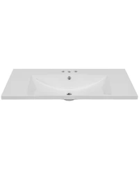 Single Bathroom Vanity Top with White Basin 3Faucet Holes Ceramic White