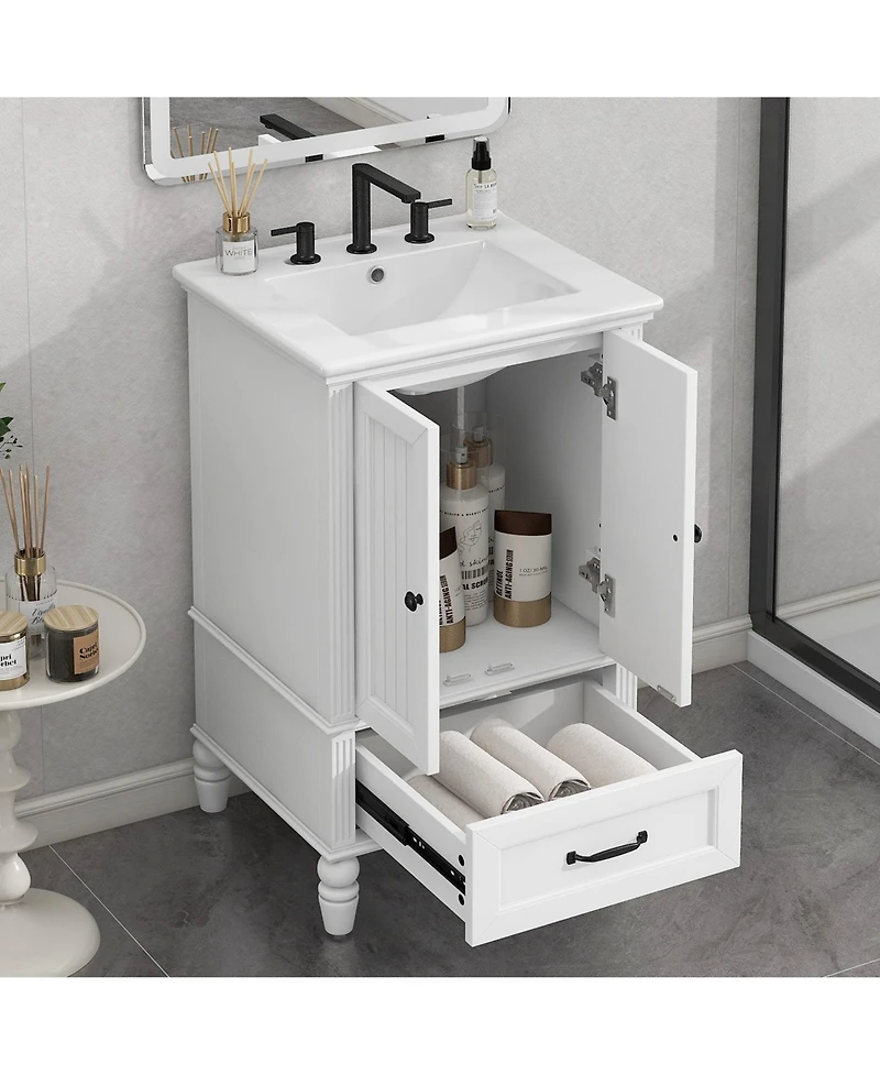 Bathroom Vanity with Sink Bathroom Cabinet A Drawer White
