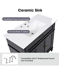 Bathroom Vanity with Sink Black Bathroom Cabinet with Drawers Solid Frame and Mdf Board One Package