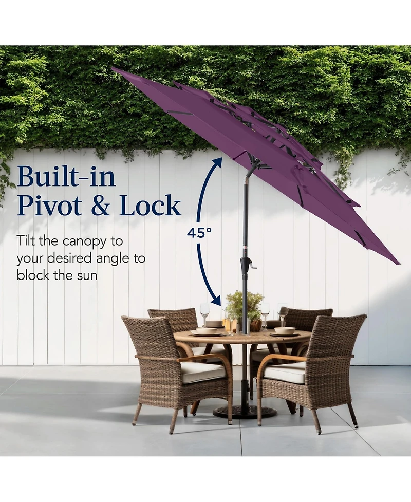 Best Choice Products 10ft 3-Tier Patio Umbrella, Market Sun Shade w/ Tilt Adjustment