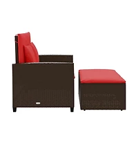 Patio Sofa Brown and Red Poly Rattan 2-Seater