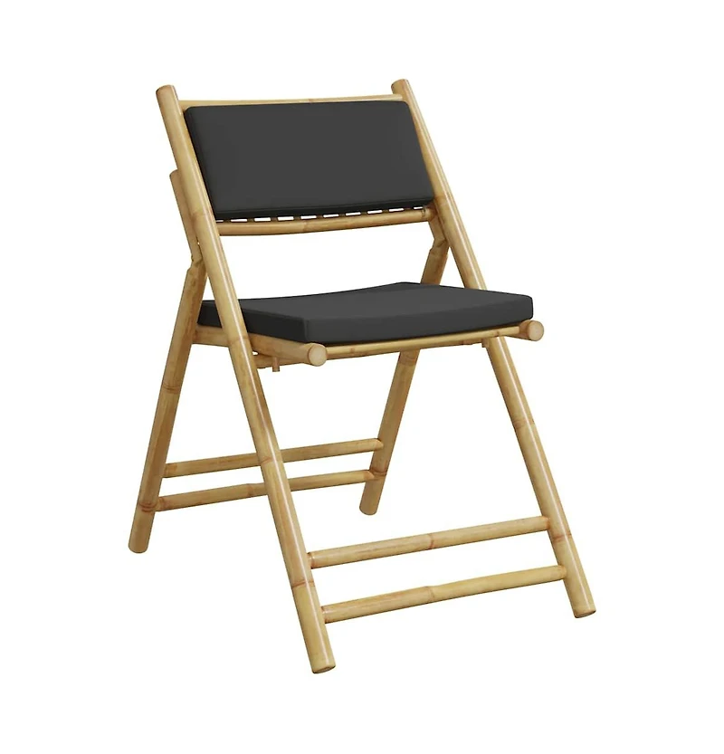 vidaXL Bistro Chair Set of 2 Dark grey Bamboo, Polyester Standard