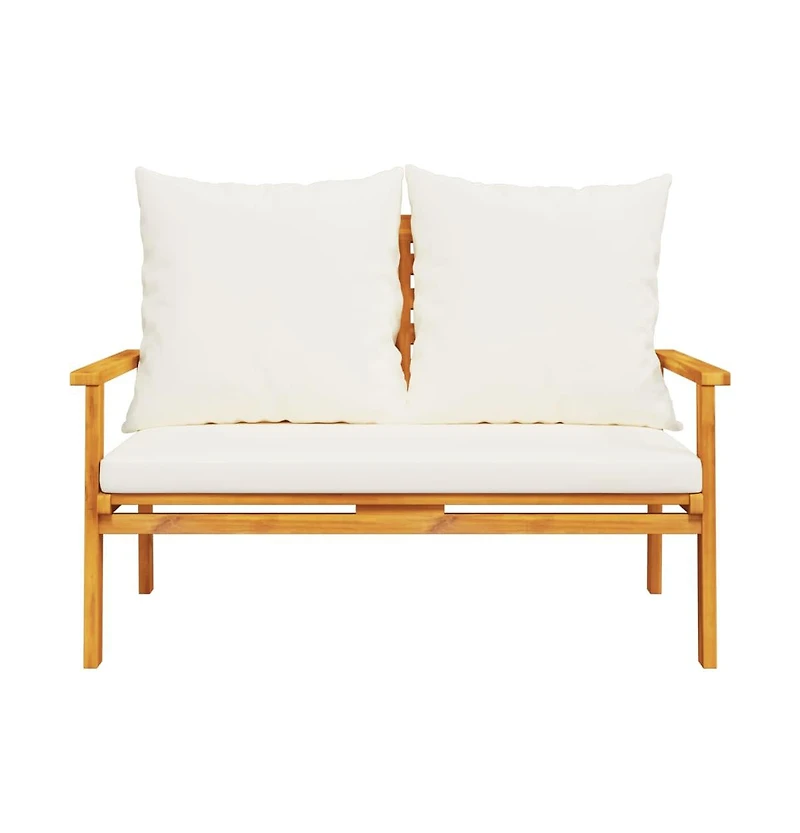 Garden Sofa Bench Cream White, Natural Wood