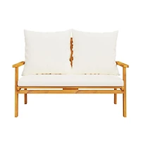 Garden Sofa Bench Cream White, Natural Wood