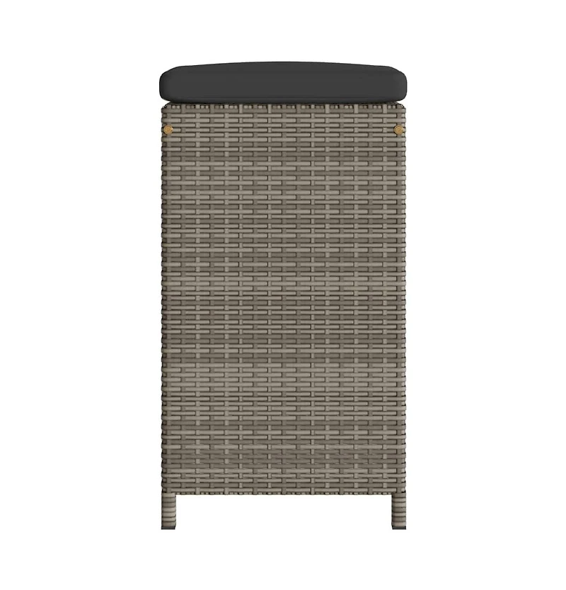 Garden Bar Stool Set of 4 Grey Pe rattan Standard