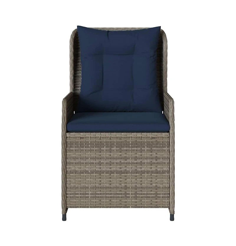 Reclining Patio Chair Gray Pe rattan Standard Adjustable Feet